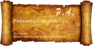 Petrovitz Anikó névjegykártya